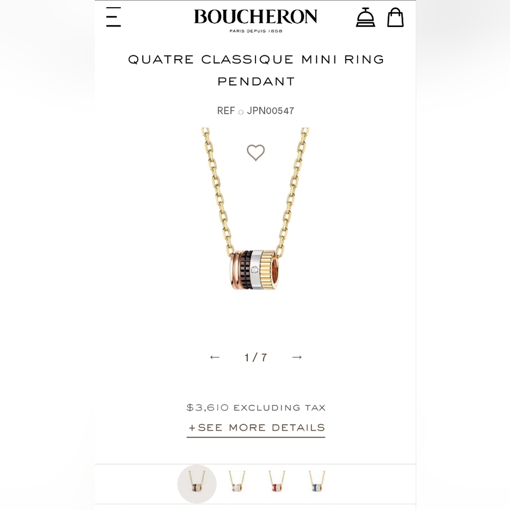 Boucheron Quatre Classique Mini Ring Pendant Necklace Gold&Diamond